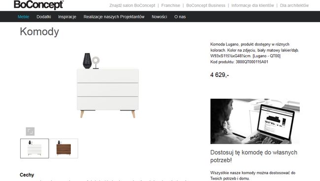 Opis produktów na BoConcept